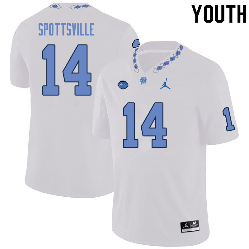 Youth #14 Welton Spottsville North Carolina Tar Heels College Football Jerseys Sale-White
